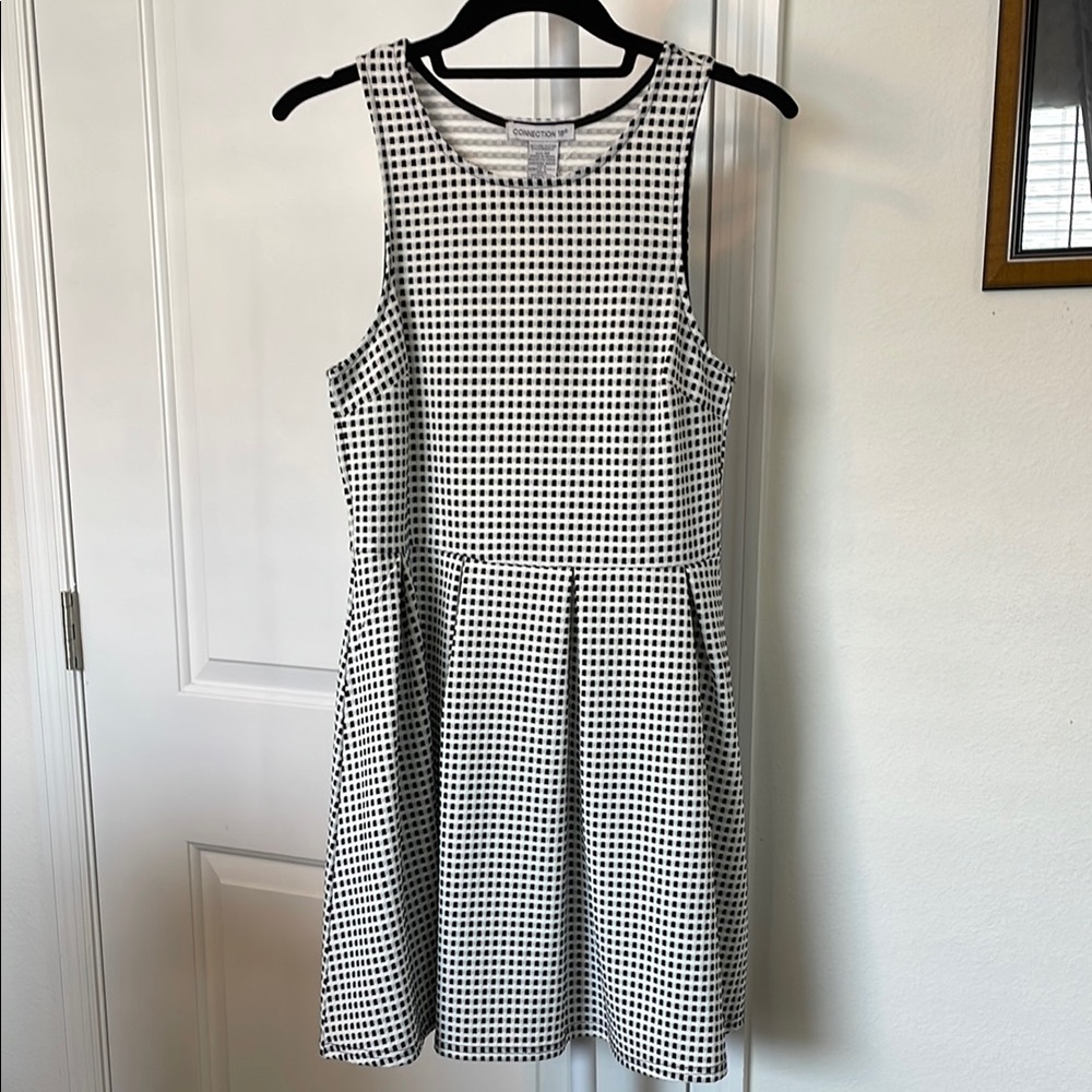 Connection 18 Black and White Fit & Flare Halter Mini Dress